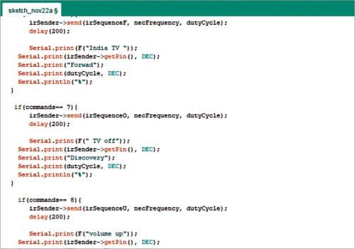 Code sending IR signal for respective buttons of remote