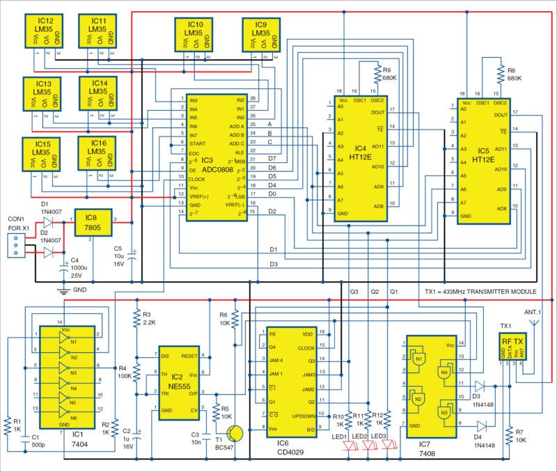 Wireless Digital Thermometer Circuit