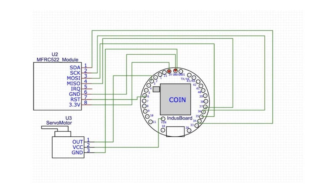 IoT based Entry and Exit Monitoring System Circuit Diagram