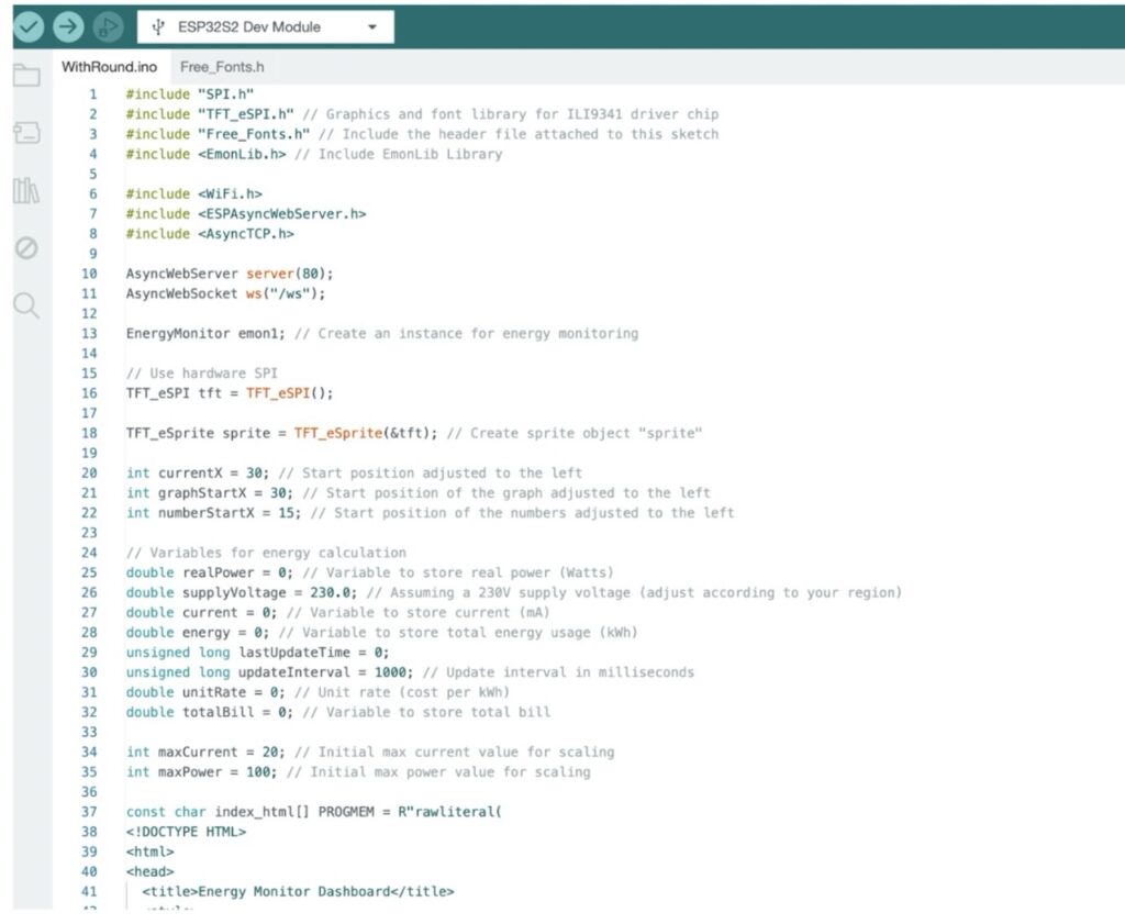 Code for IoT based Energy Meter