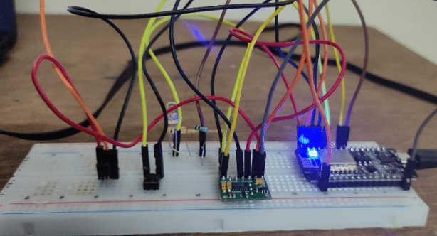 Smart Wearable Ring Setup on Breadboard