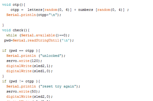 OTP based Smart Wireless Locking System Code